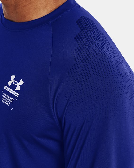 Men's UA ArmourPrint Long Sleeve, Blue, pdpMainDesktop image number 3